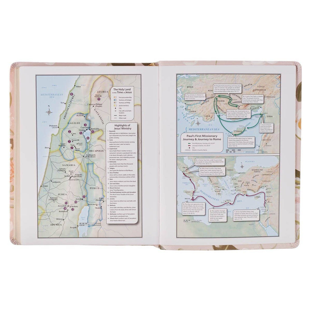“Strength & Honor” Peach Floral KJV Note-Taking Bible – Proverbs 31:25