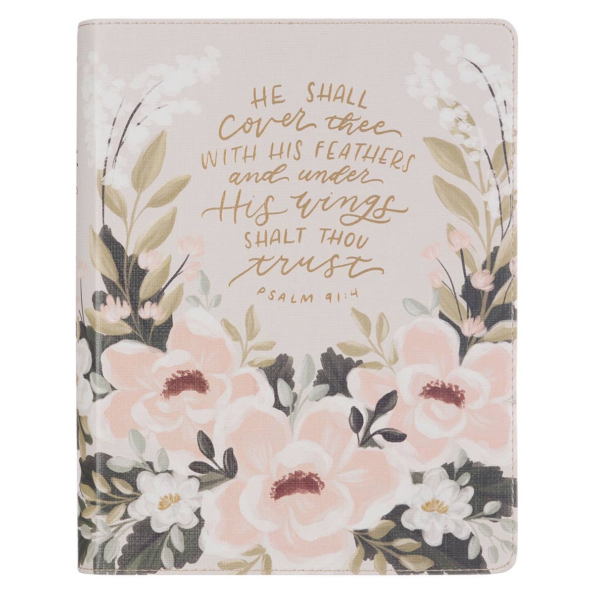 “He Shall Cover Thee” Cream Floral KJV Note-Taking Bible – Psalm 91:4