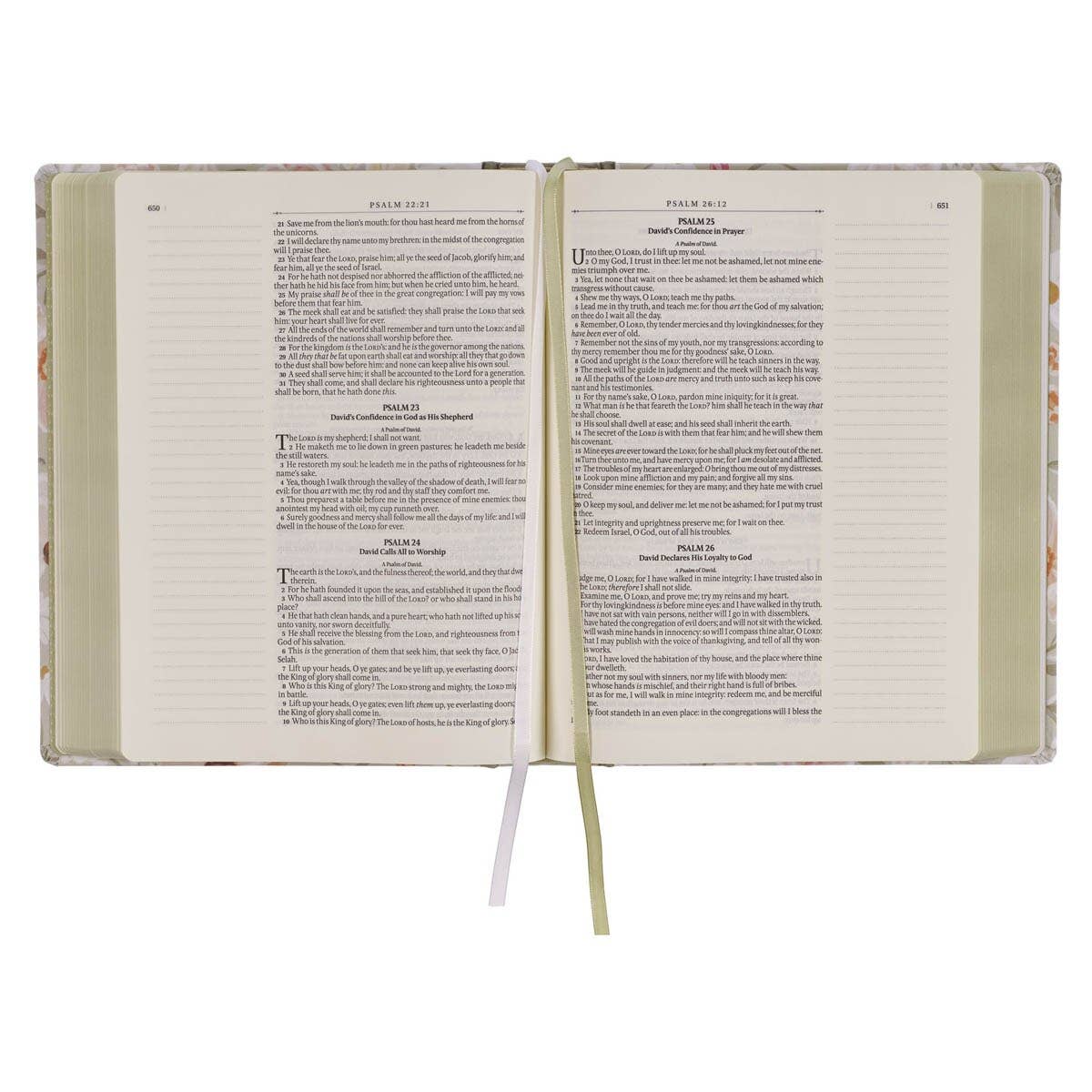 “Nevertheless Not My Will” Sage Green Floral KJV Large Print Note-Taking Bible – Luke 22:42