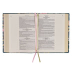 “Love the Lord Thy God” Teal Floral KJV Large Print Note-Taking Bible — Matthew 22:37