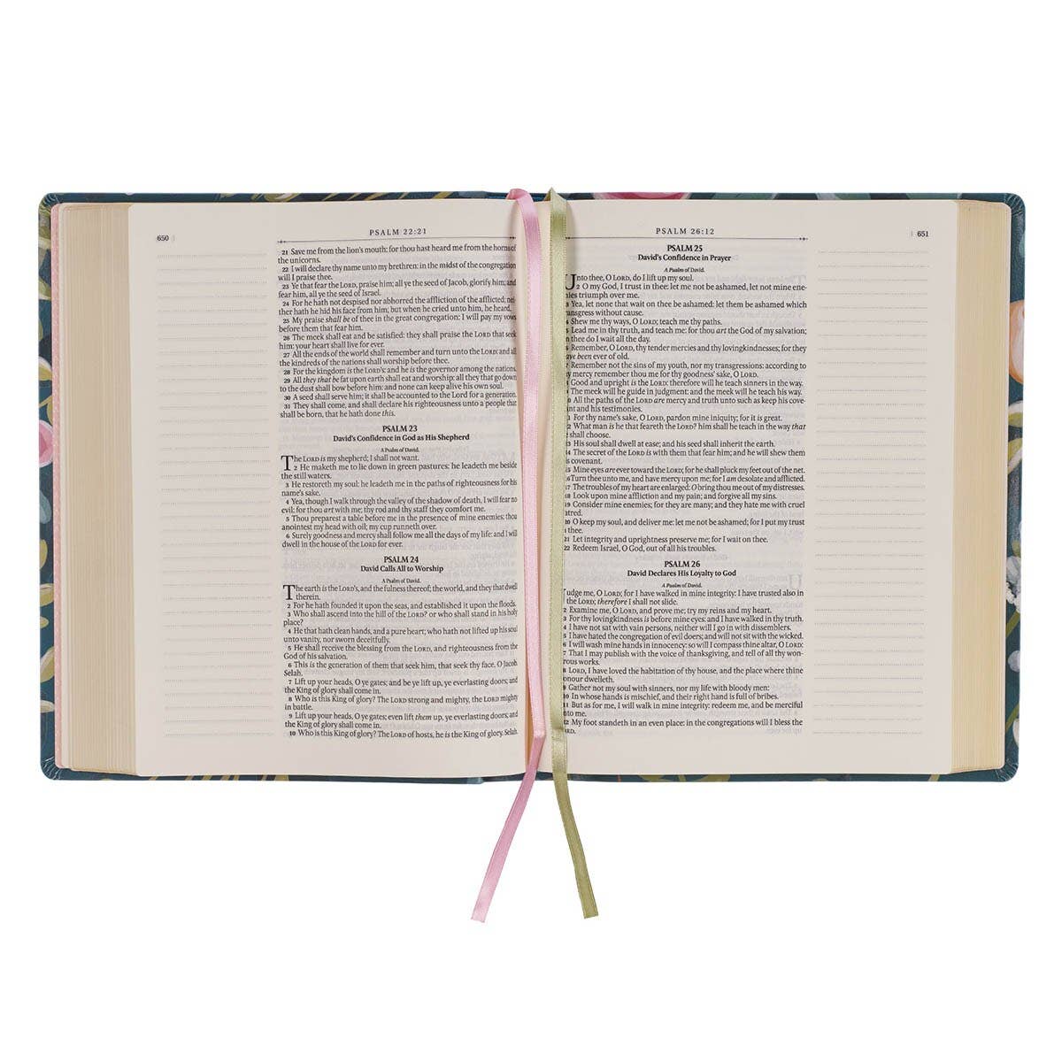 “Love the Lord Thy God” Teal Floral KJV Large Print Note-Taking Bible — Matthew 22:37