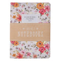 “He Leads Me” Pink Floral Notebook Set of 3- Psalm 23:2