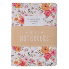 “He Leads Me” Pink Floral Notebook Set of 3- Psalm 23:2