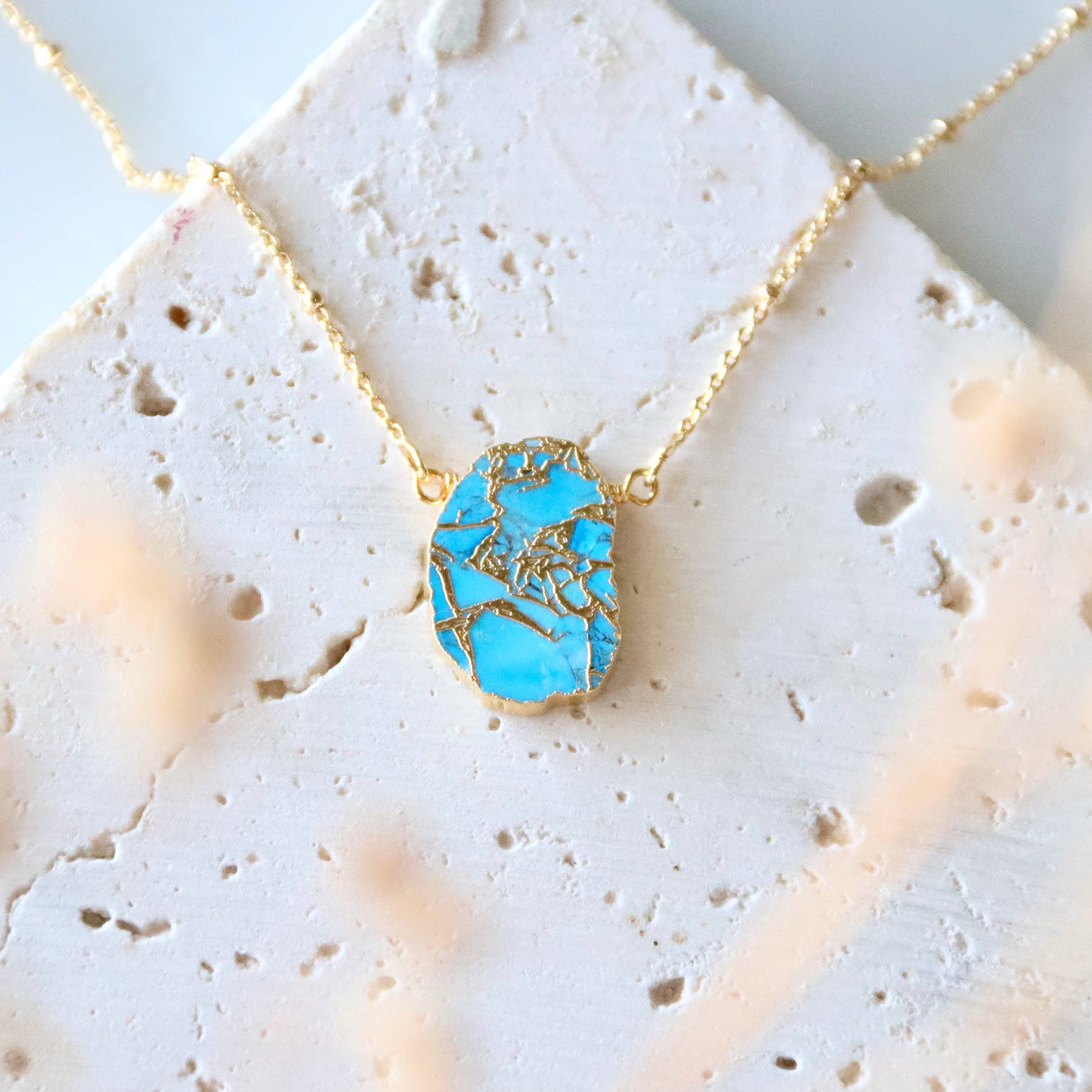 Copper Turquoise Slab Necklace 