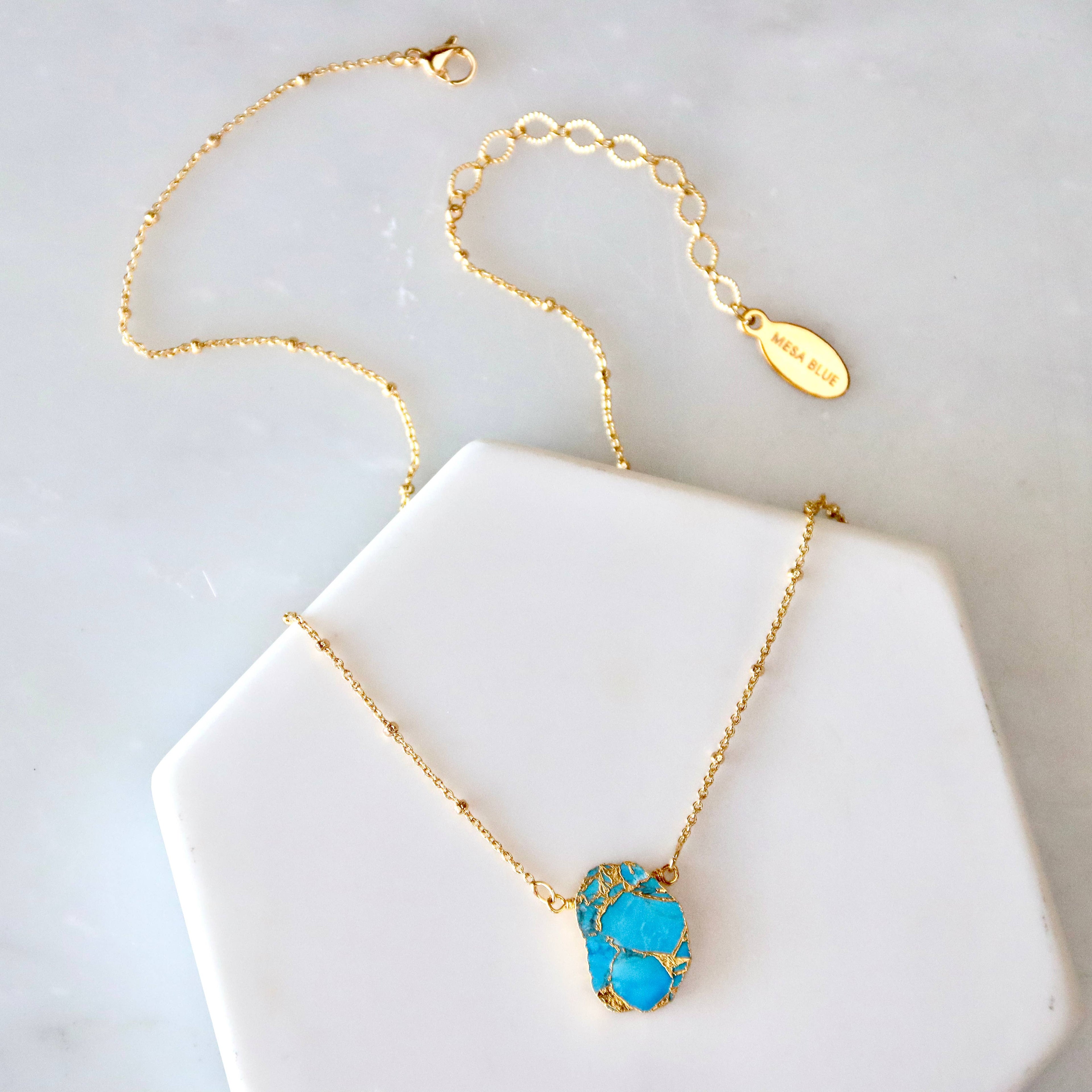 Copper Turquoise Slab Necklace 