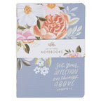 Blue Floral Scripture Notebook Set of 3 - Colossians 3:2