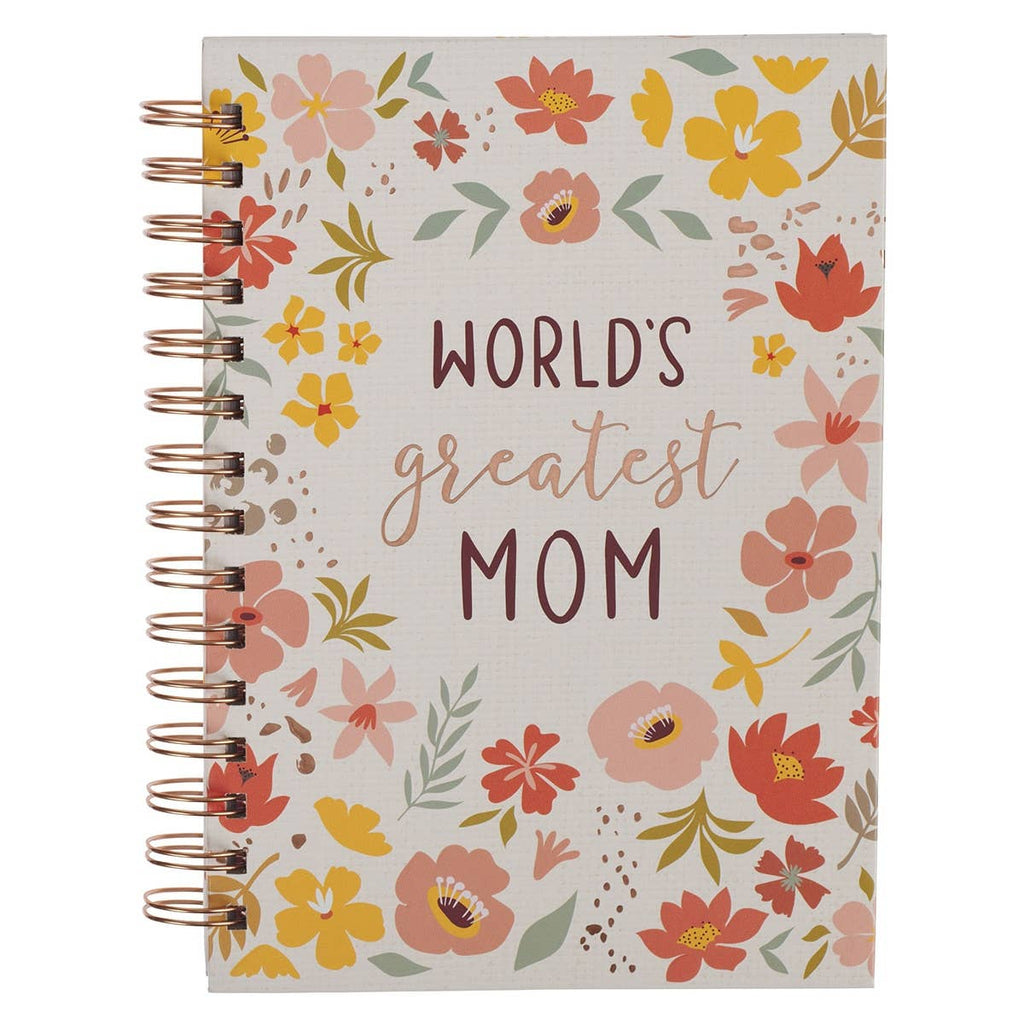 Journal Wirebound Peach Floral World's Greatest Mom