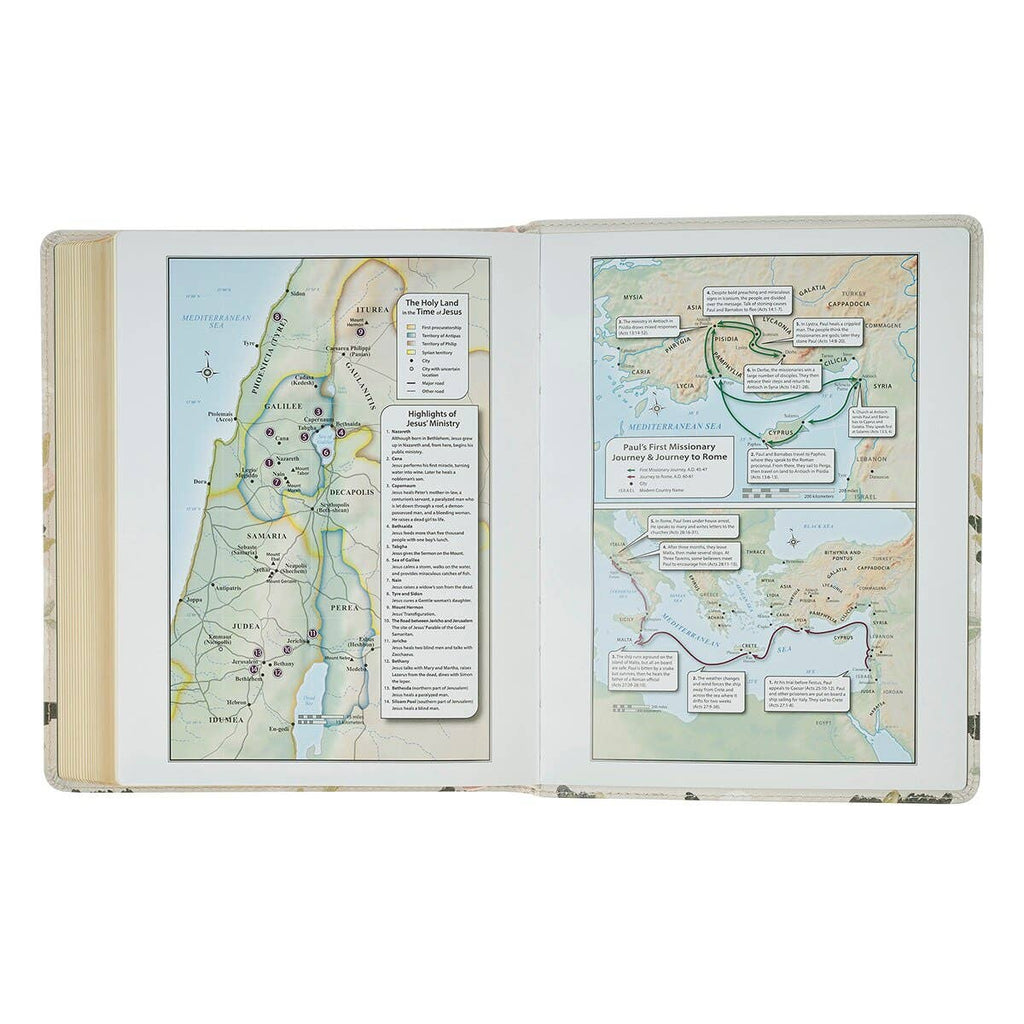 “He Shall Cover Thee” Cream Floral KJV Note-Taking Bible – Psalm 91:4
