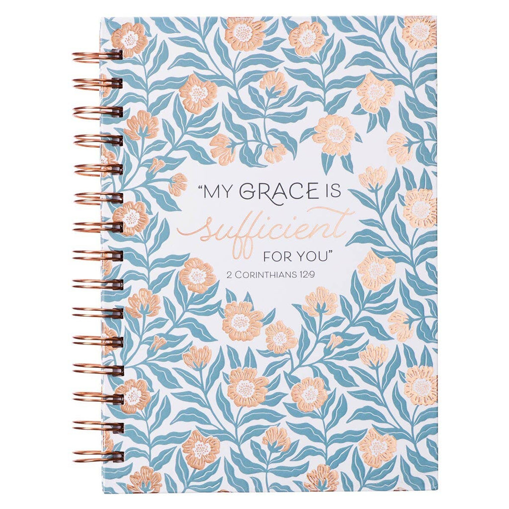 Sufficient Grace 2 Corinthians 12:9 - Teal Floral Journal