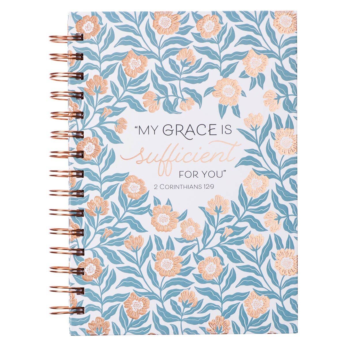 Sufficient Grace 2 Corinthians 12:9 - Teal Floral Journal
