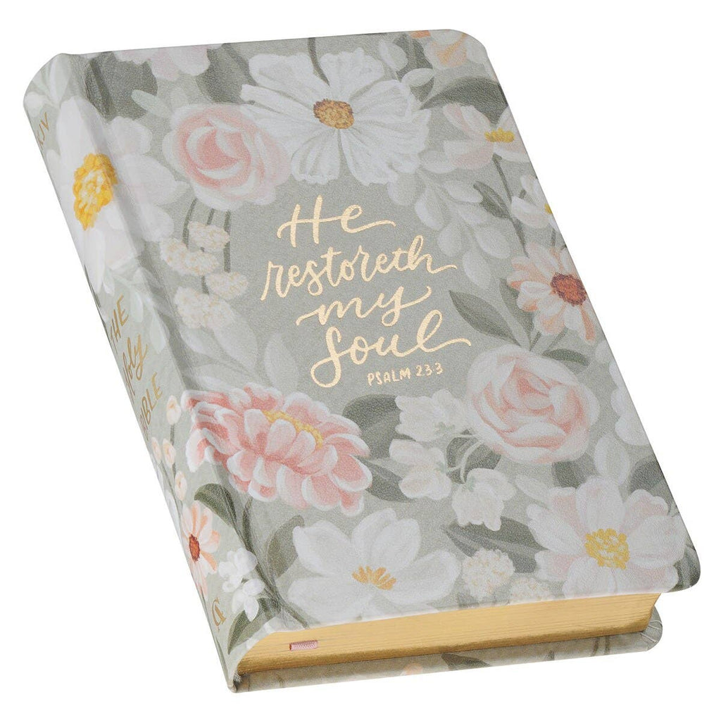 “He Restoreth My Soul” Floral KJV Compact Bible – Psalm 23:3