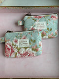 Keychain Wallet - Dusty Blue Vintage Garden