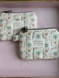 Keychain Wallet - Ivory Teal Daffodils
