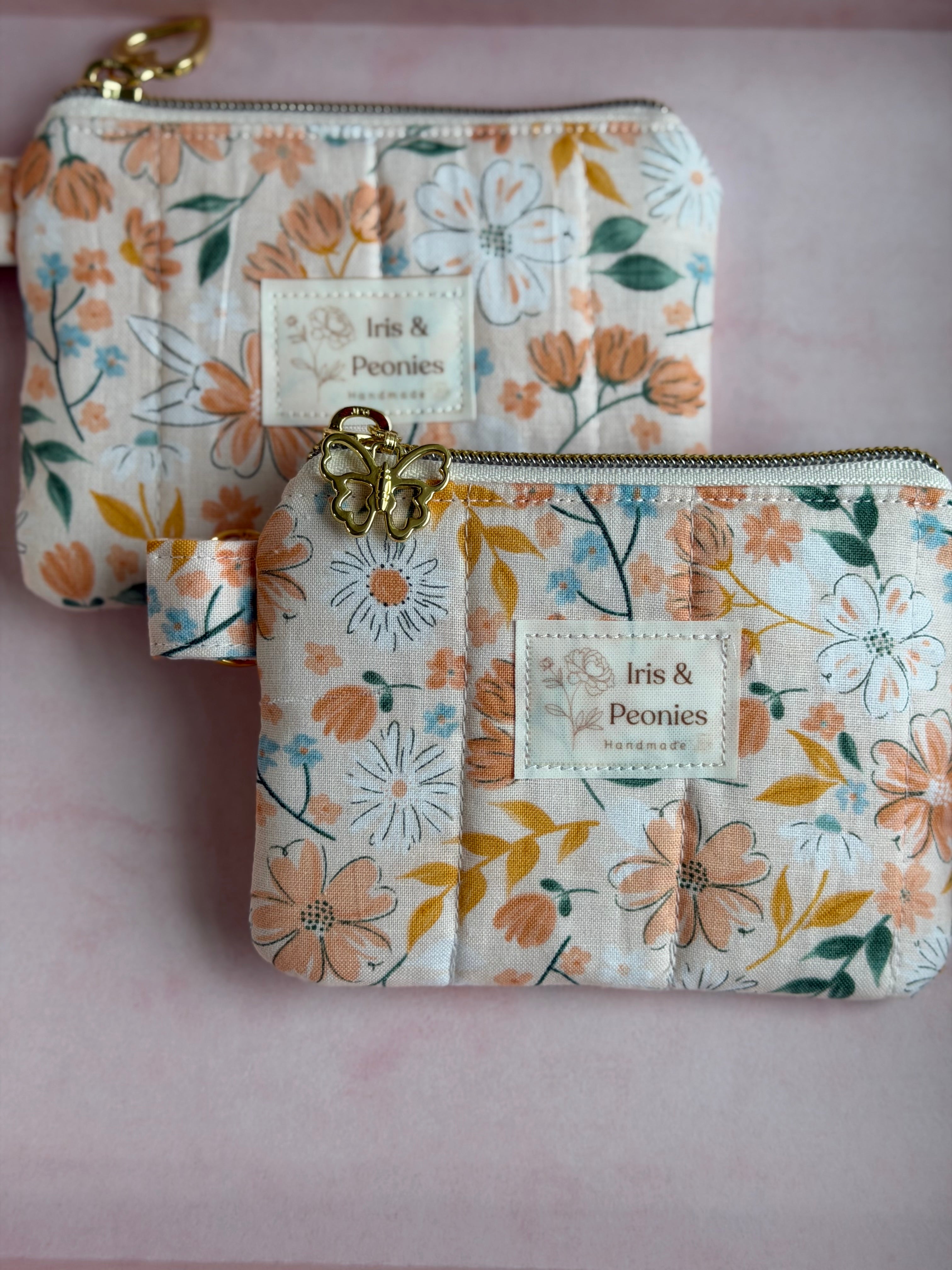 Keychain Wallet - Soft Peach Wildflowers