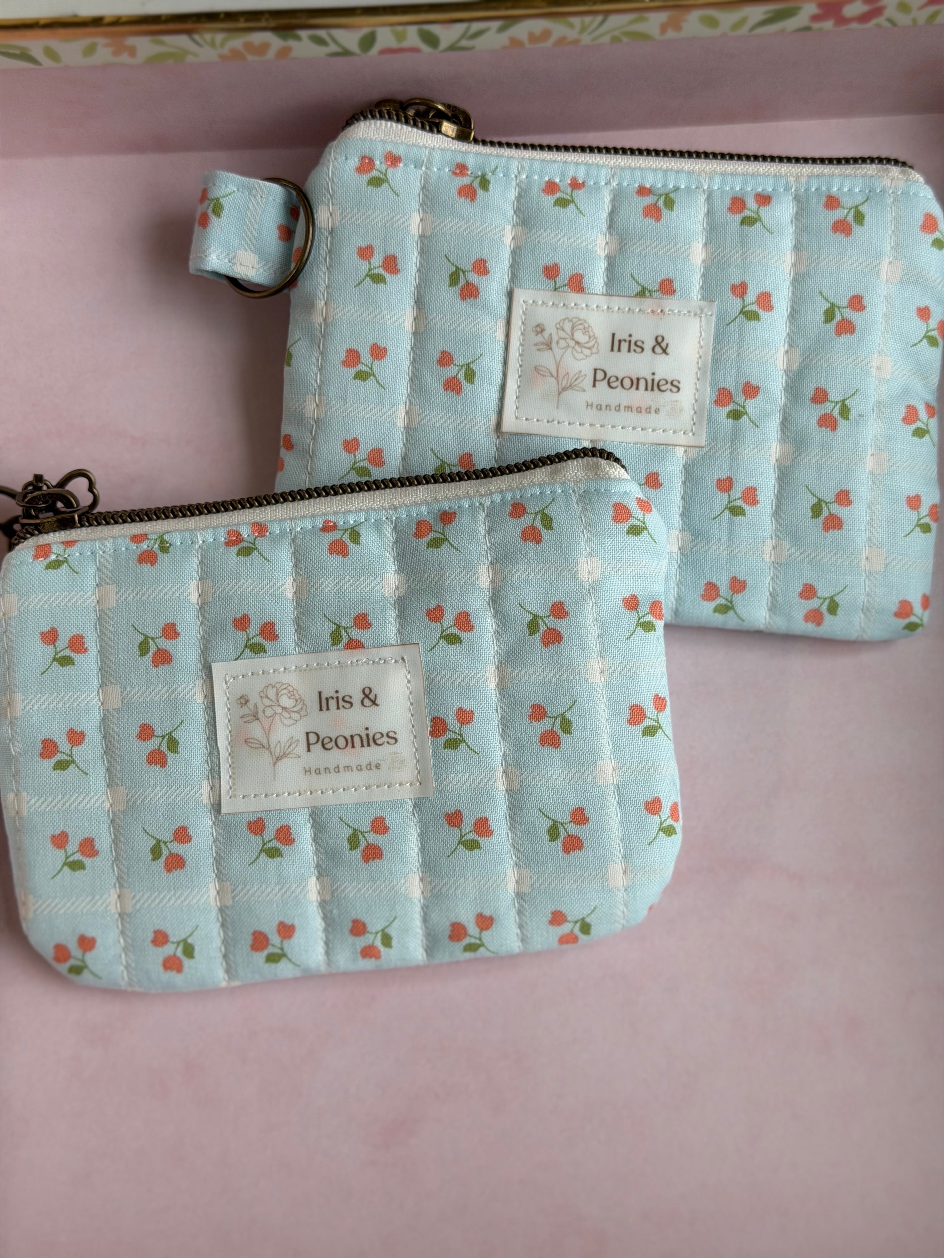 Keychain Wallet - Blue Garden Gingham