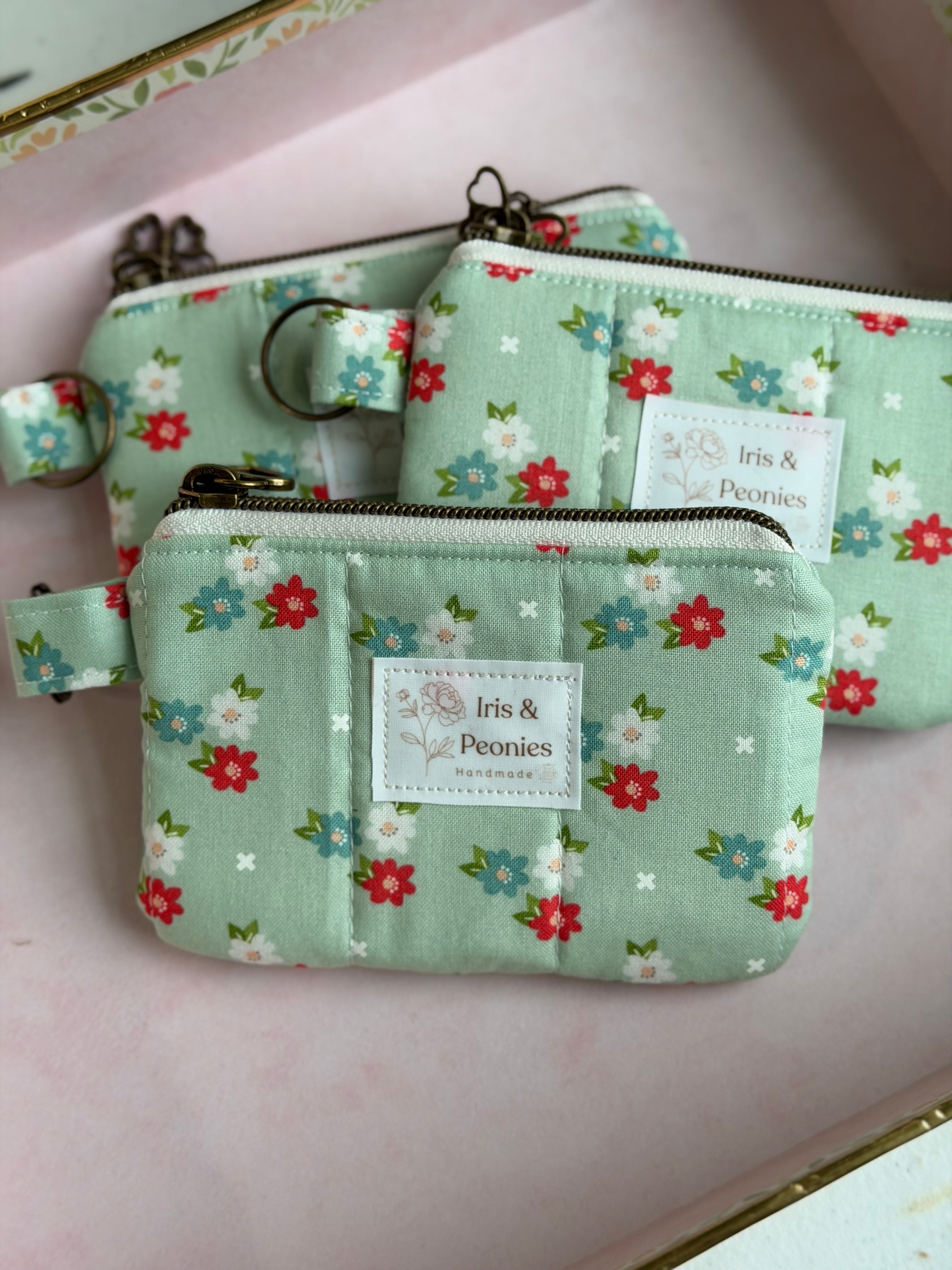 Keychain Wallet - Sage Floral Trio