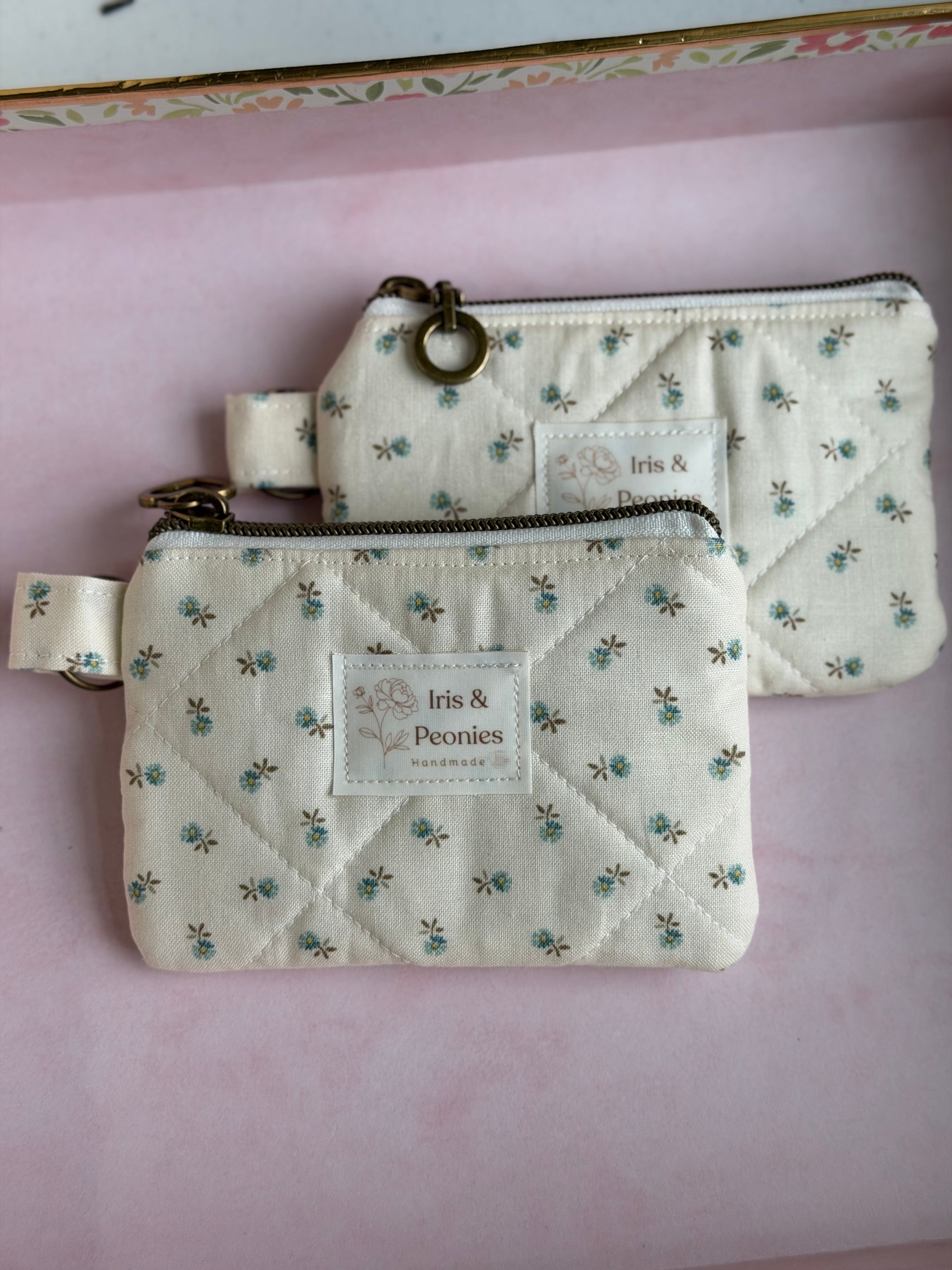 Keychain Wallet - Buttercream Teal Mini Floral