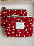 Keychain Wallet - Red Polka & Petals