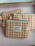 Keychain Wallet - Warm Peach Gingham