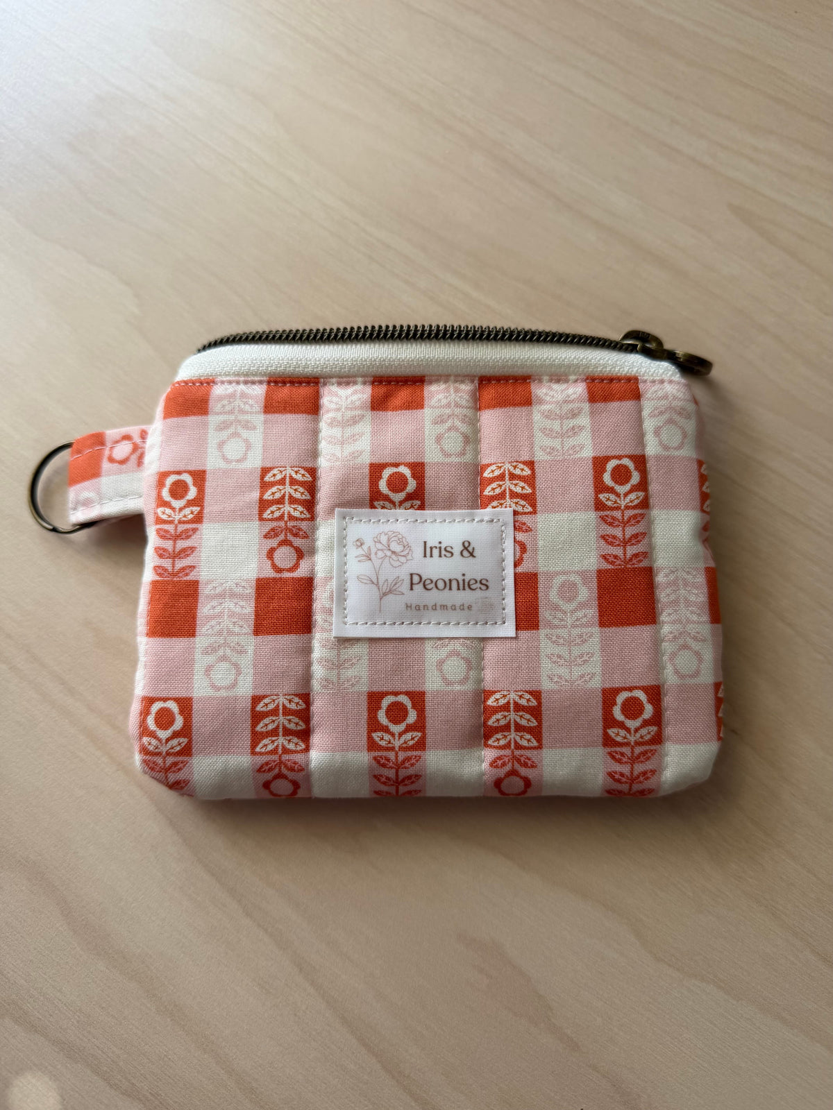 Keychain Wallet - Apricot Blossom Gingham