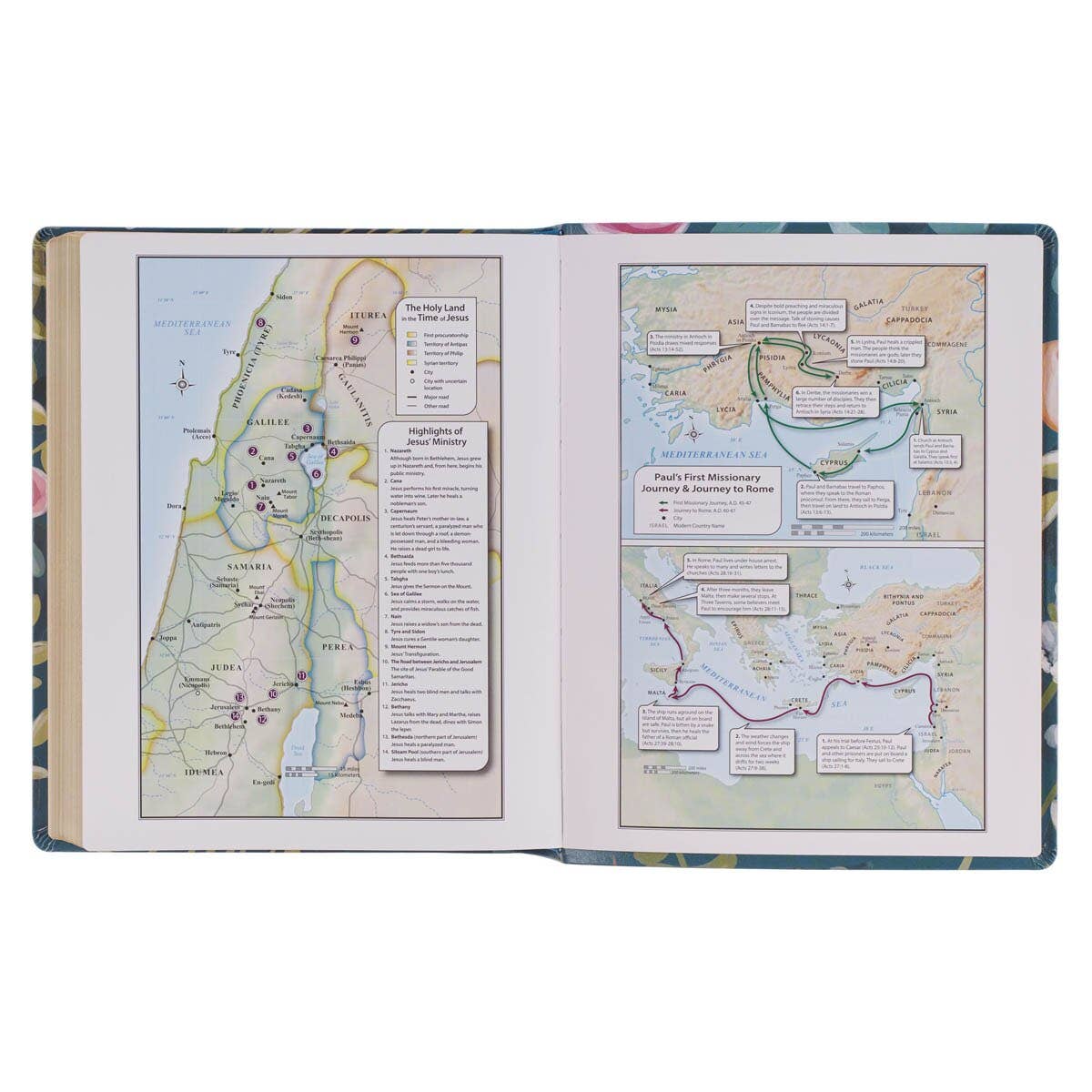 “Love the Lord Thy God” Teal Floral KJV Large Print Note-Taking Bible — Matthew 22:37
