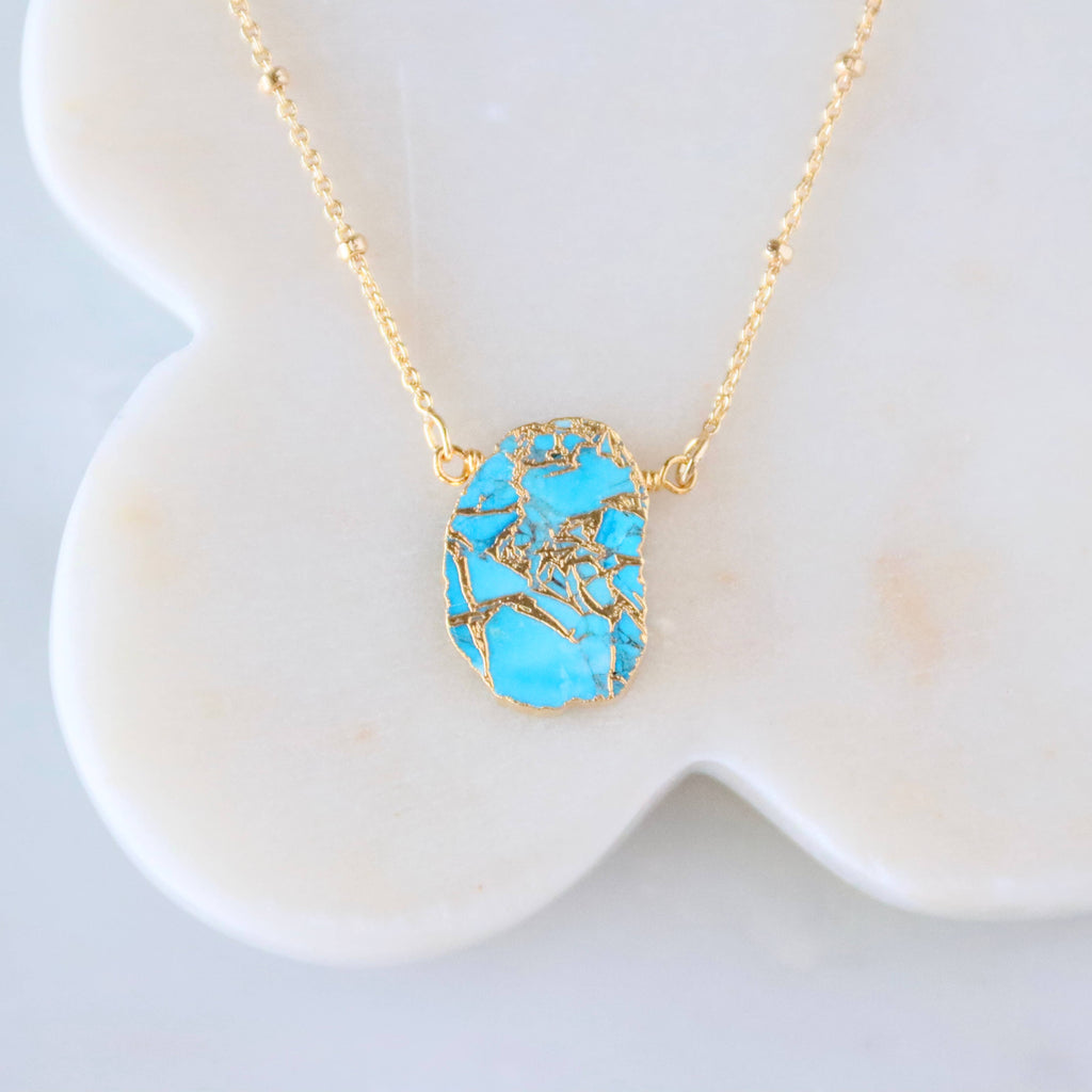 Copper Turquoise Slab Necklace 