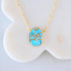 Copper Turquoise Slab Necklace 