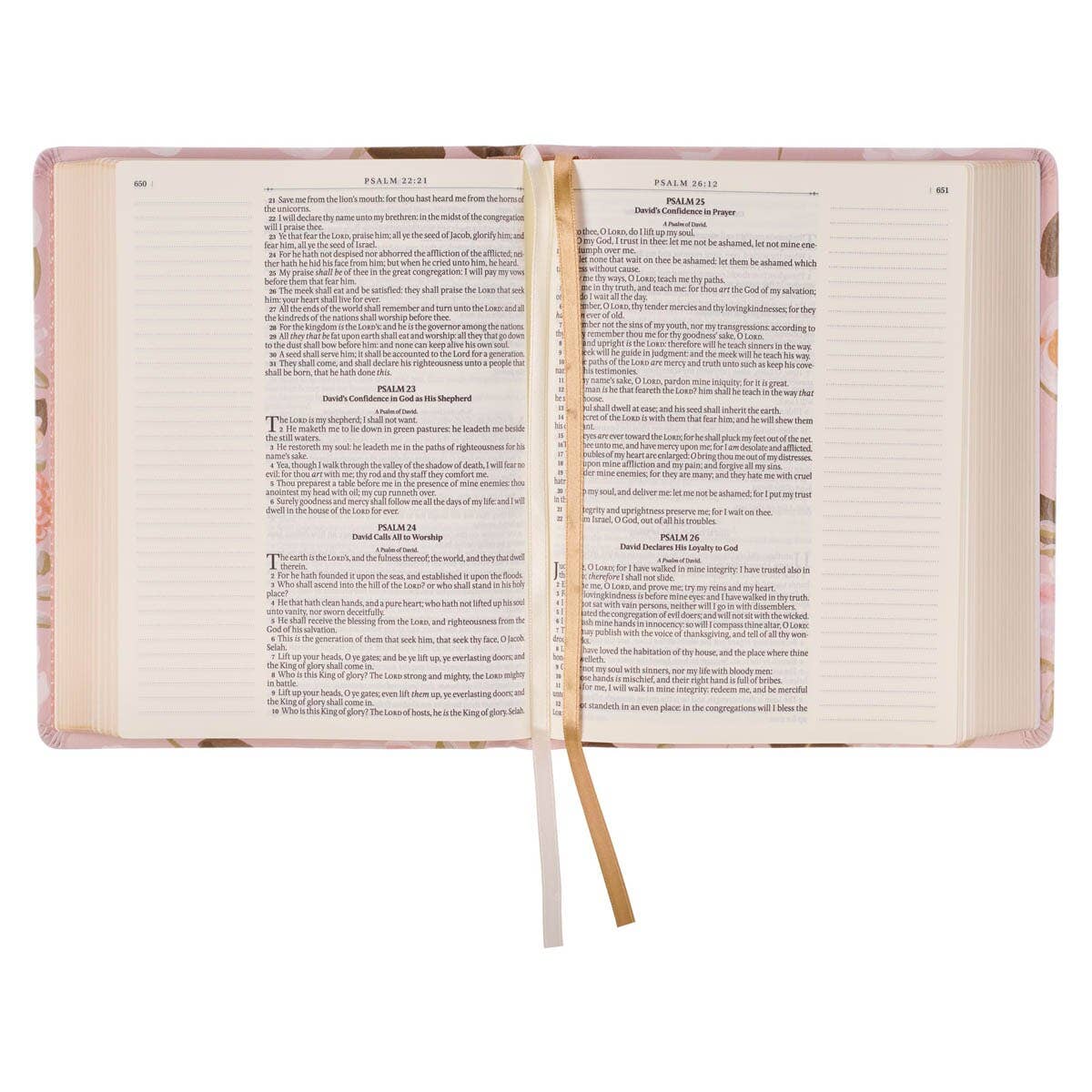 “Strength & Honor” Peach Floral KJV Note-Taking Bible – Proverbs 31:25