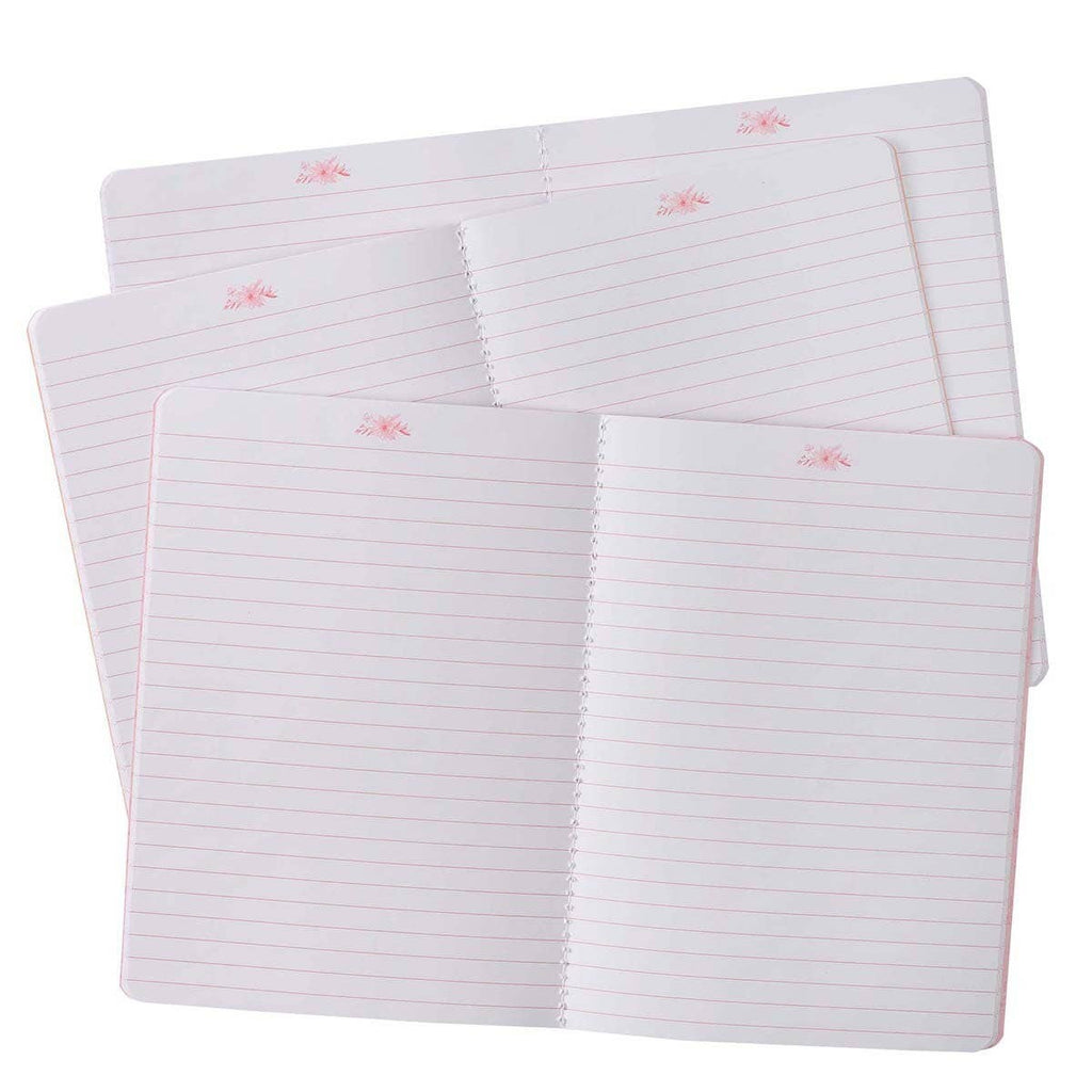 “He Leads Me” Pink Floral Notebook Set of 3- Psalm 23:2