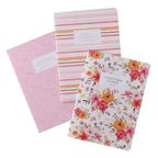 “He Leads Me” Pink Floral Notebook Set of 3- Psalm 23:2