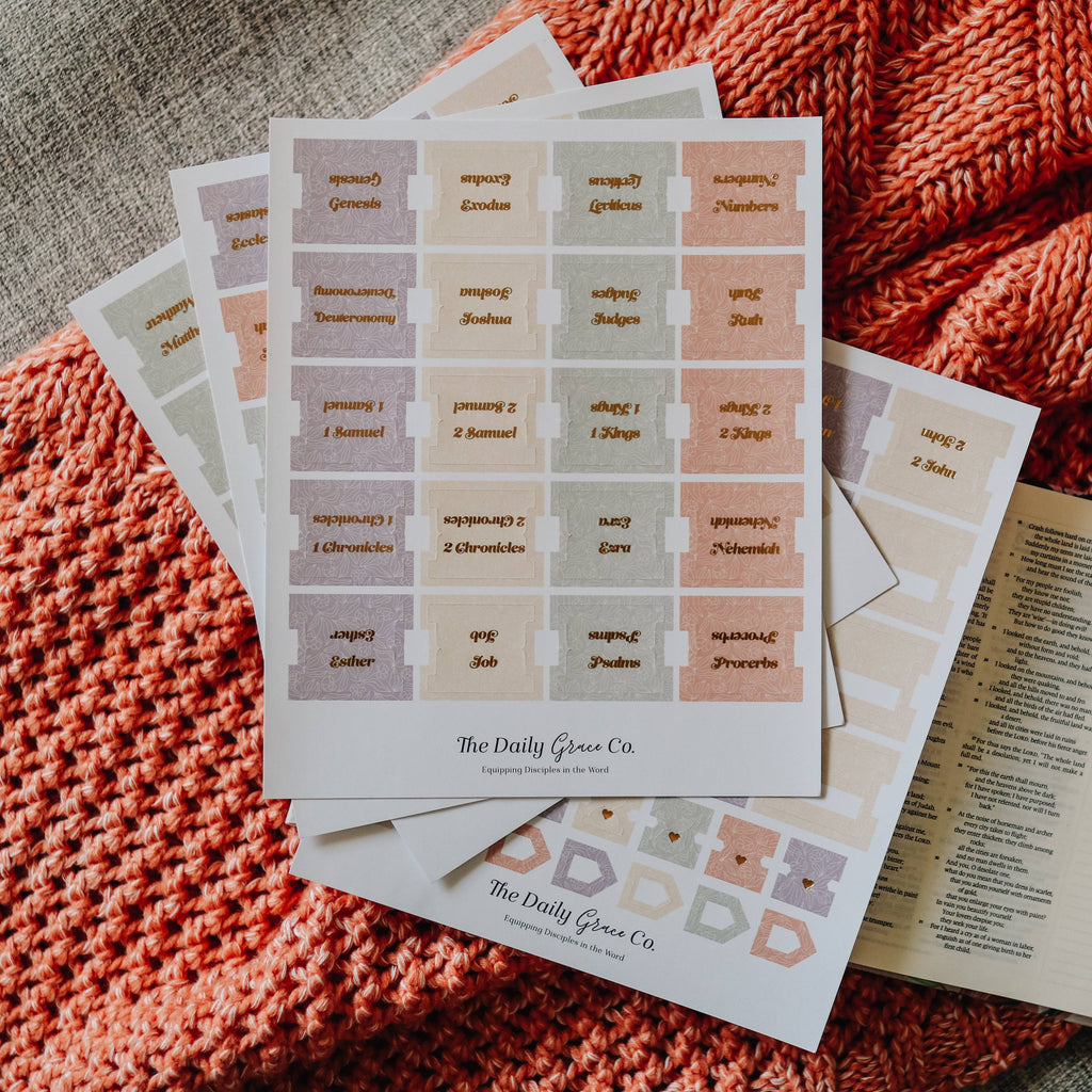 Pastel Floral Bible Tabs – Gold Foil Scripture Index Tabs