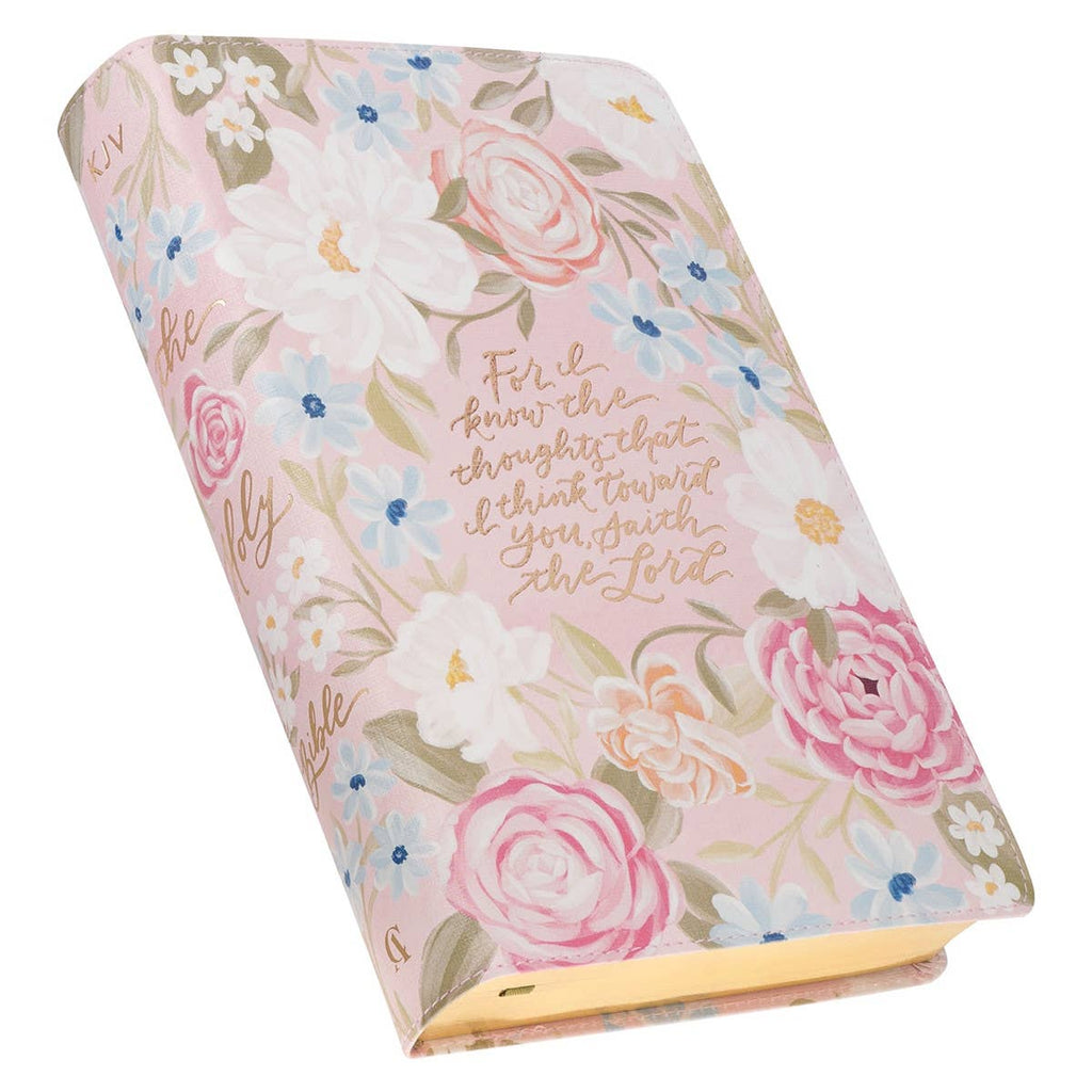 “For I Know the Plans” Pink Floral KJV Giant Print Bible – Jeremiah 29:11
