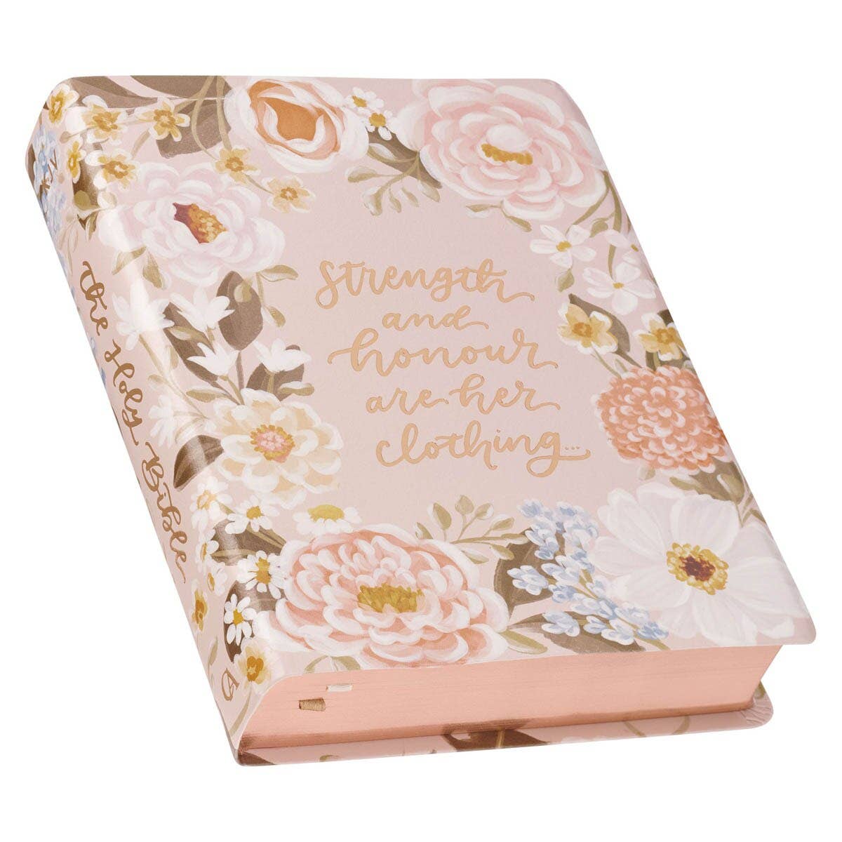 “Strength & Honor” Peach Floral KJV Note-Taking Bible – Proverbs 31:25
