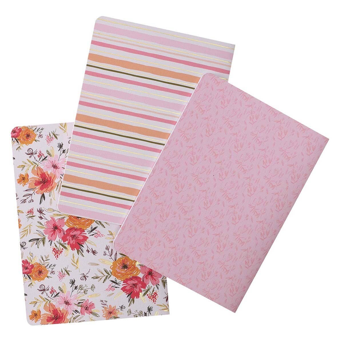 “He Leads Me” Pink Floral Notebook Set of 3- Psalm 23:2
