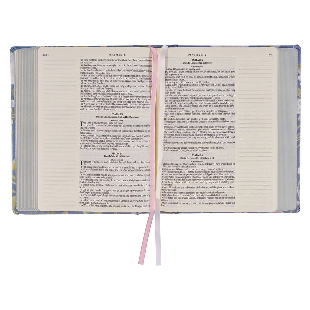 “Set Your Affection on Things Above” Blue Floral KJV Note-Taking Bible – Colossians 3:2