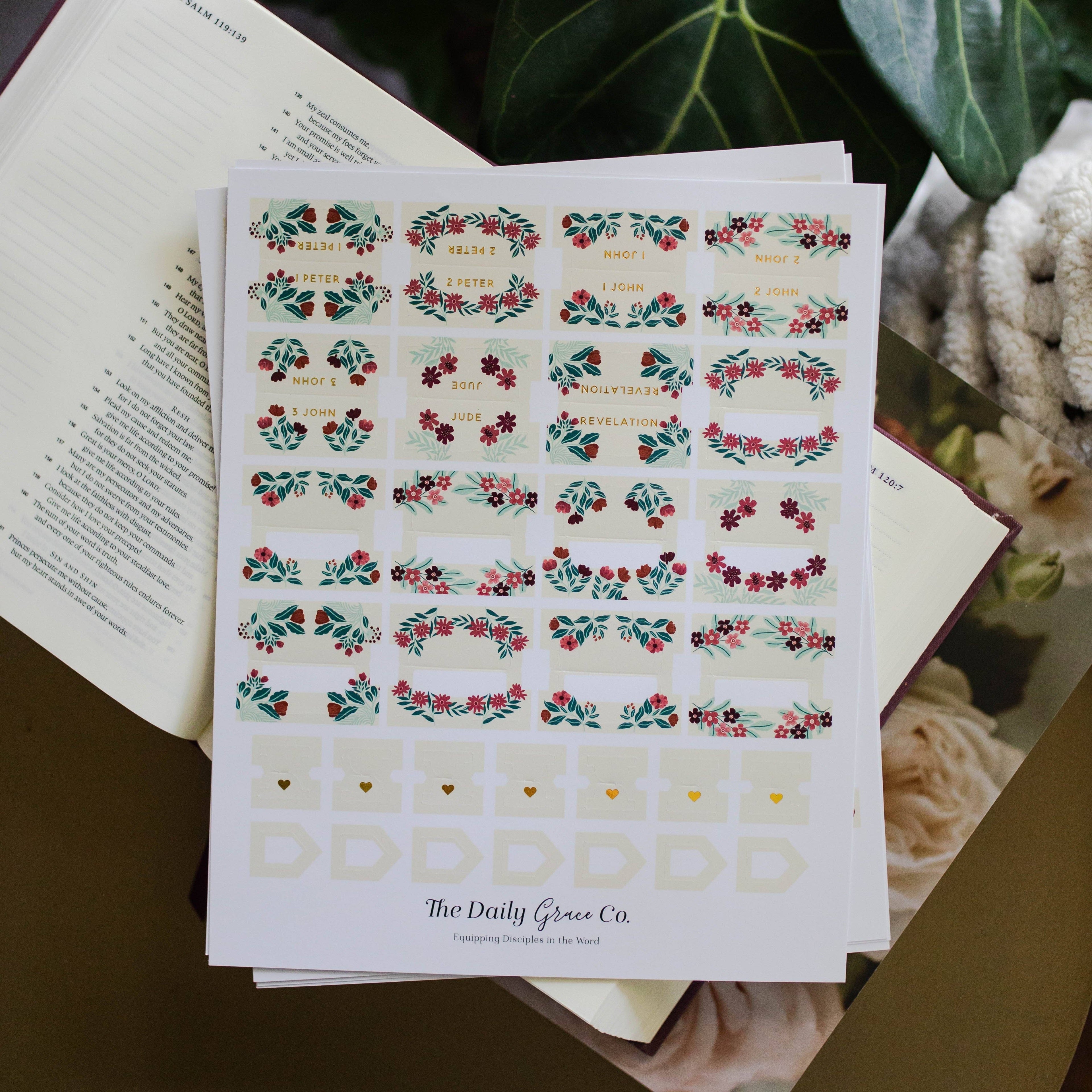 Burgundy Blooms Bible Tabs