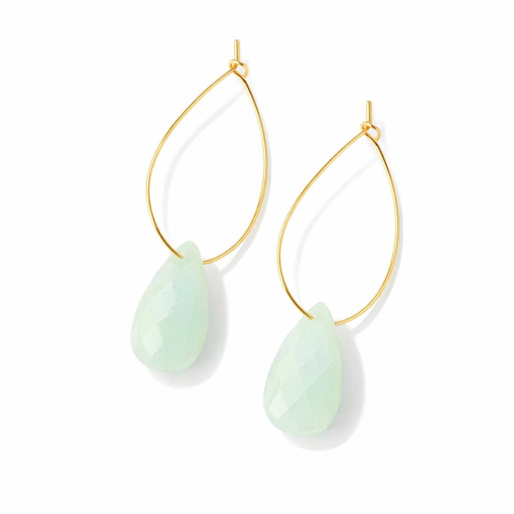 Teardrop Hoop Earrings - Amazonite
